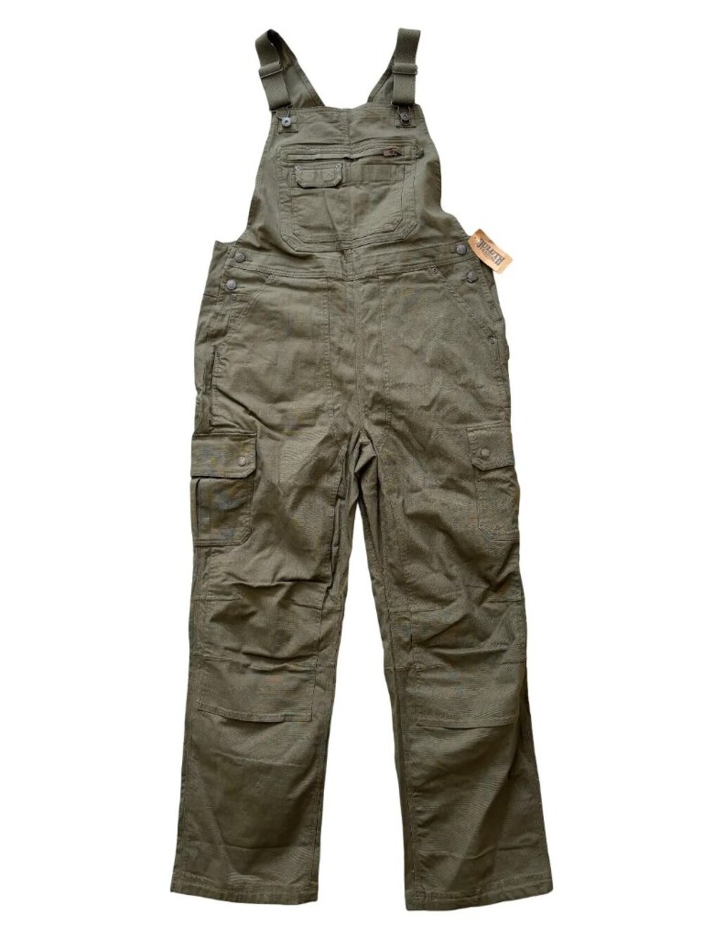 NWT DULUTH TRADING DuluthFlex Fire Hose Bib Overalls in Vintage Olive SZ L x 31